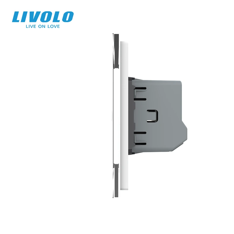 Сенсорний прохідний/перехресний вимикач 2 сенсора (1-1) LIVOLO білий матове скло