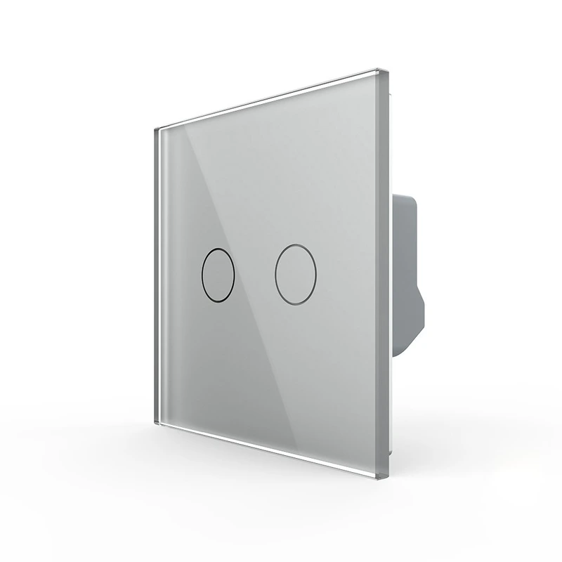 Сенсорна кнопка 2 сенсора 12/24В Livolo сірий скло (VL-FC2HC-2IP)