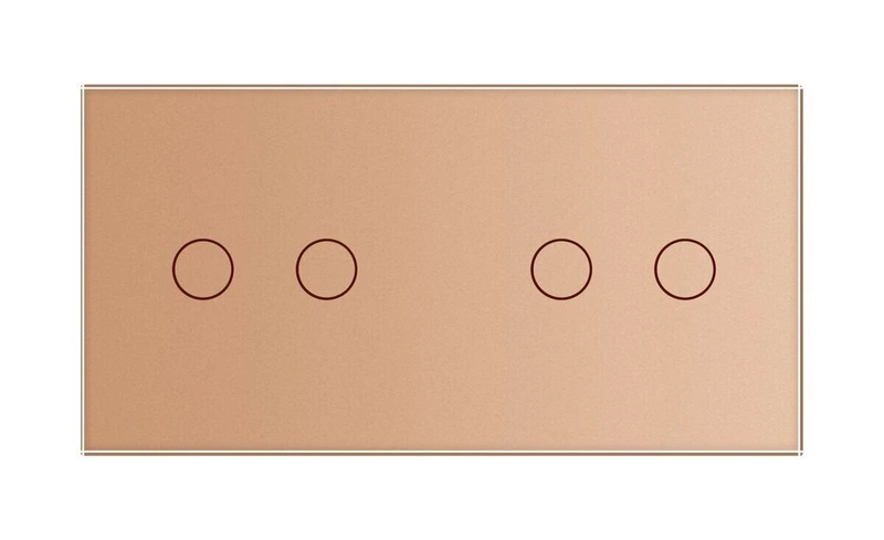 Рамка 2-постова для двох 2-сенсорних вимикачів (2-2) LIVOLO, загартоване скло, золота, 151×80 мм (VL-P702/02-4A)