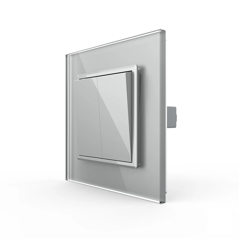 Вимикач універсальний 2-клавішний Livolo сірий скло 250В 10А (VL-C7FCMKS-1IP)