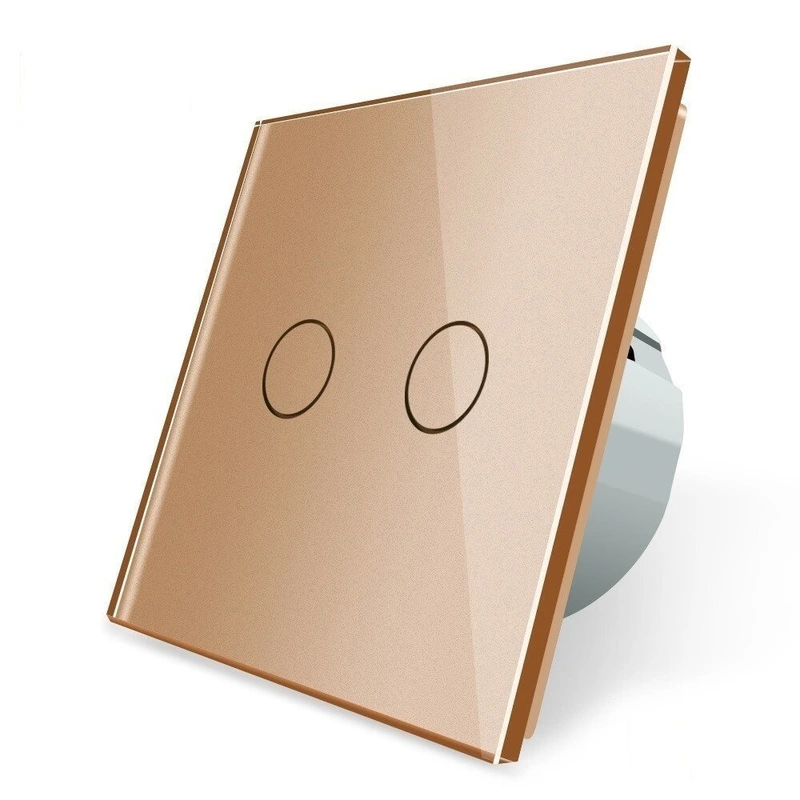 Безшумний сенсорний вимикач 2 сенсора Livolo золото скло (VL-C702Q-13)