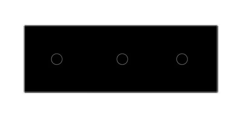 Рамка 3-постова для трьох 1-сенсорних вимикачів (1-1-1) LIVOLO, загартоване скло, чорна матова, 223×80 мм