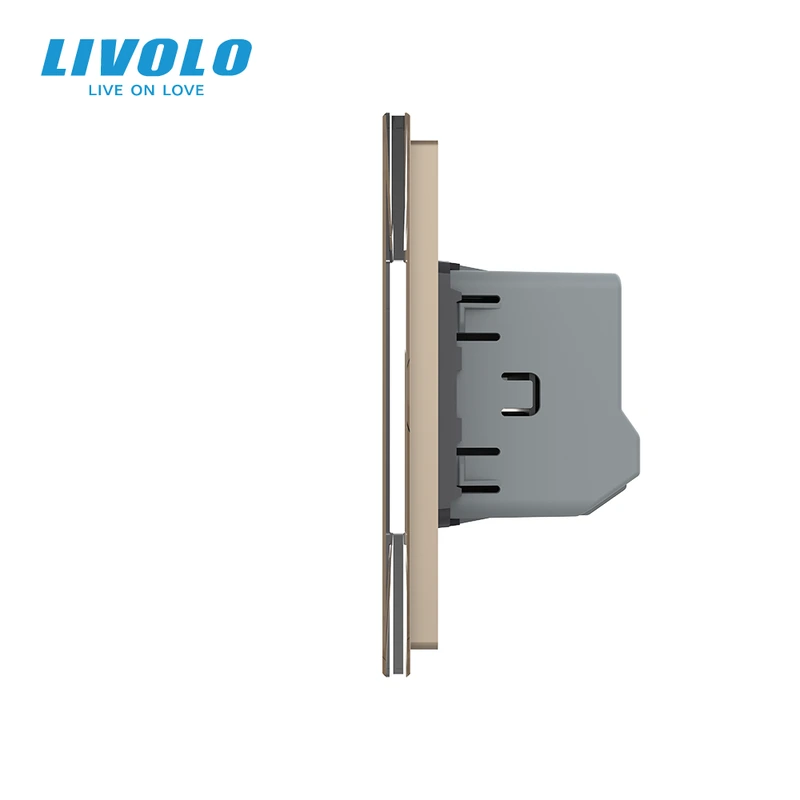 Сенсорний прохідний/перехресний вимикач 3 сенсора (1-1-1) LIVOLO золото матове скло