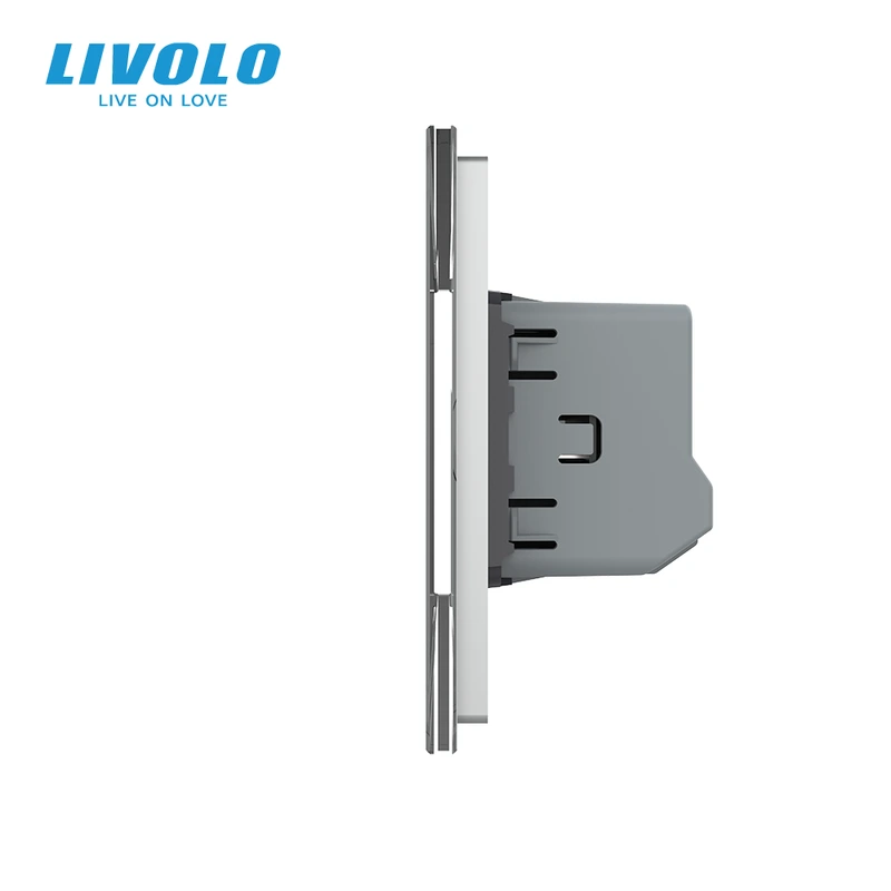 Сенсорний прохідний/перехресний вимикач 3 сенсора (1-1-1) LIVOLO сірий матове скло