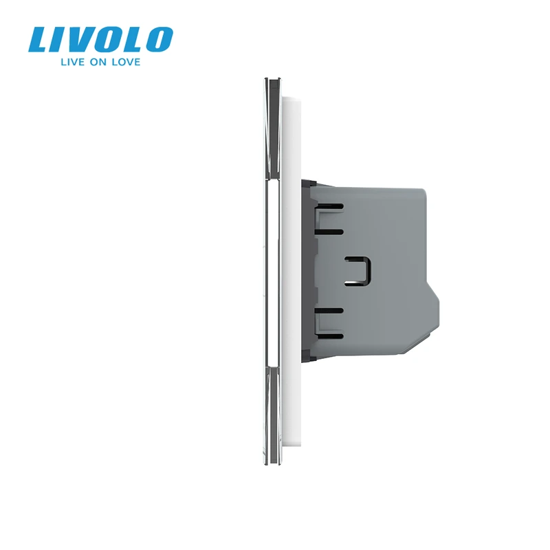 Сенсорний прохідний/перехресний вимикач 3 сенсора (1-1-1) LIVOLO білий матове скло