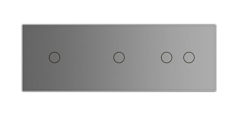 Рамка 3-постова для двох 1-сенсорних та одного 2-сенсорного вимикачів (1-1-2) LIVOLO, загартоване скло, сіра, 223×80 мм (VL-P701/01/02-6I)
