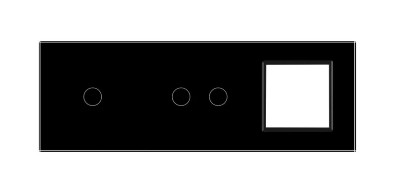 Рамка 3-постова для 1-сенсорного та 2-сенсорного вимикачів і розетки (1-2-0) LIVOLO, загартоване скло, чорна, 223×80 мм (VL-P701/02/E-6B)