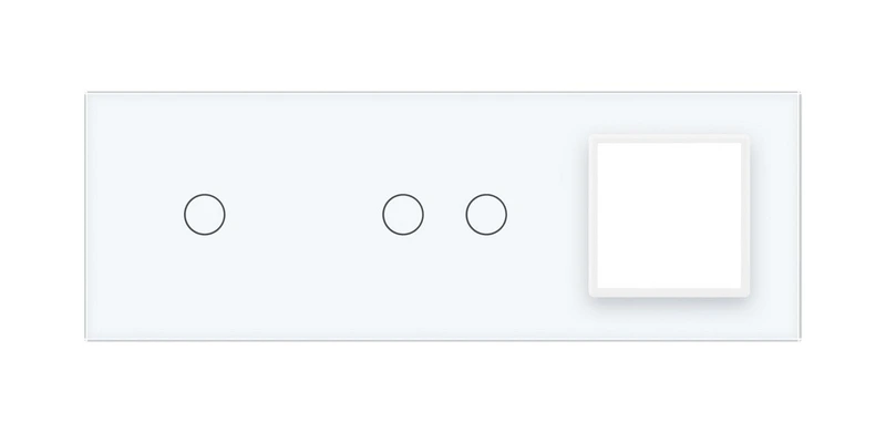 Рамка 3-постова для 1-сенсорного та 2-сенсорного вимикачів і розетки (1-2-0) LIVOLO, загартоване скло, біла, 223×80 мм (VL-P701/02/E-6W)