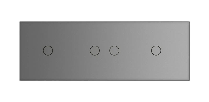 Рамка 3-постова для двох 1-сенсорних та одного 2-сенсорного вимикачів (1-2-1) LIVOLO, загартоване скло, сіра, 223×80 мм (VL-P701/02/01-6I)