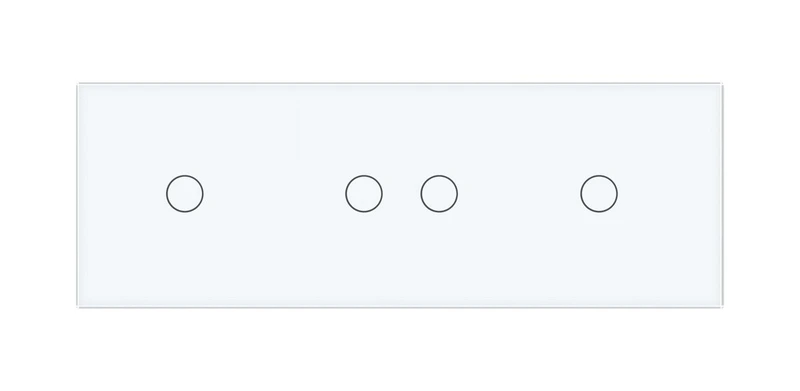 Рамка 3-постова для двох 1-сенсорних та одного 2-сенсорного вимикачів (1-2-1) LIVOLO, загартоване скло, біла, 223×80 мм (VL-P701/02/01-6W)