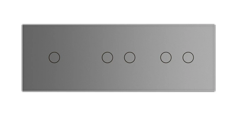 Рамка 3-постова для 1-сенсорного та двох 2-сенсорних вимикачів (1-2-2) LIVOLO, загартоване скло, сіра, 223×80 мм (VL-P701/02/02-6I)