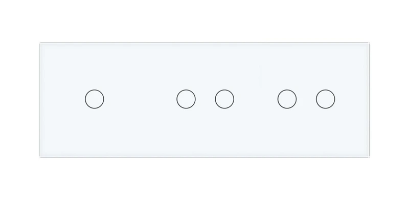 Рамка 3-постова для 1-сенсорного та двох 2-сенсорних вимикачів (1-2-2) LIVOLO, загартоване скло, біла, 223×80 мм (VL-P701/02/02-6W)