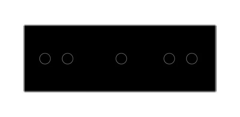 Рамка 3-постова для 1-сенсорного та двох 2-сенсорних вимикачів (2-1-2) LIVOLO, загартоване скло, чорна, 223×80 мм (VL-P702/01/02-6B)