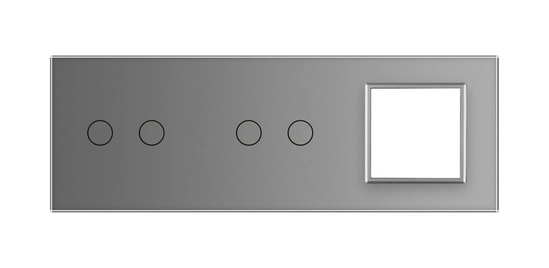 Рамка 3-постова для двох 2-сенсорних вимикачів і розетки (2-2-0) LIVOLO, загартоване скло, сіра, 223×80 мм (VL-P702/02/E-6I)