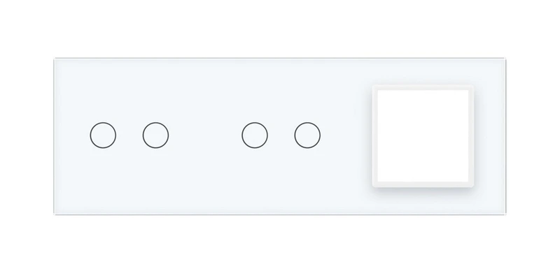 Рамка 3-постова для двох 2-сенсорних вимикачів і розетки (2-2-0) LIVOLO, загартоване скло, біла, 223×80 мм (VL-P702/02/E-6W)