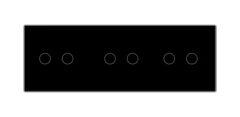 Рамка 3-постова для трьох 2-сенсорних вимикачів (2-2-2) LIVOLO, загартоване скло, чорна, 223×80 мм (VL-P702/02/02-6B)