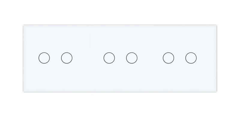 Рамка 3-постова для трьох 2-сенсорних вимикачів (2-2-2) LIVOLO, загартоване скло, біла, 223×80 мм (VL-P702/02/02-6W)