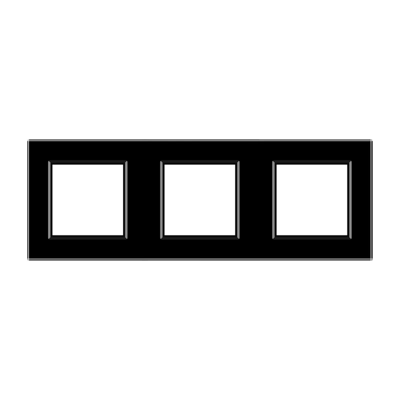 Рамка 3-постова LIVOLO, загартоване скло, чорна матова, 223×80 мм (VL-P7E/E/E-6BS06)