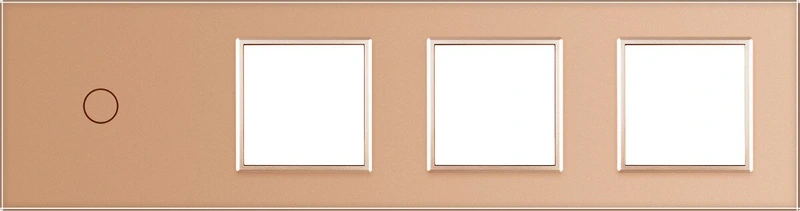 Рамка 4-постова для 1-сенсорного вимикача та трьох розеток (1-0-0-0) LIVOLO, загартоване скло, золота, 294×80 мм (VL-P701/E/E/E-8A)