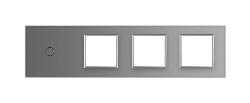 Рамка 4-постова для 1-сенсорного вимикача та трьох розеток (1-0-0-0) LIVOLO, загартоване скло, сіра, 294×80 мм (VL-P701/E/E/E-8I)