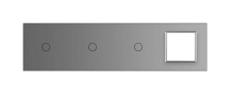 Рамка 4-постова для трьох 1-сенсорних вимикачів і розетки (1-1-1-0) LIVOLO, загартоване скло, сіра, 294×80 мм (VL-P701/01/01/E-8I)