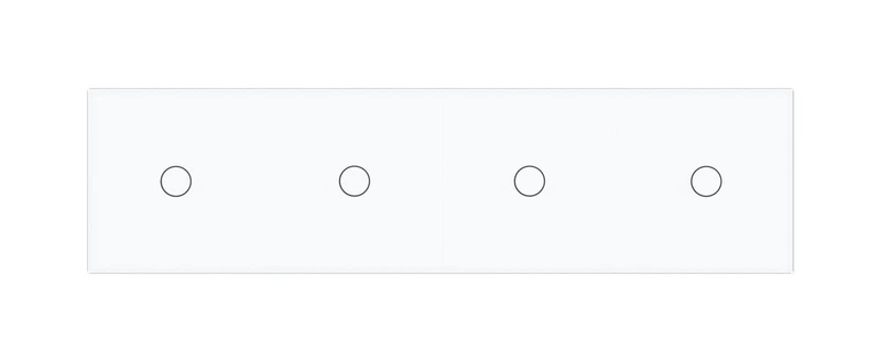 Рамка 4-постова для чотирьох 1-сенсорних вимикачів (1-1-1-1) LIVOLO, загартоване скло, біла, 294×80 мм (VL-P701/01/01/01-8W)