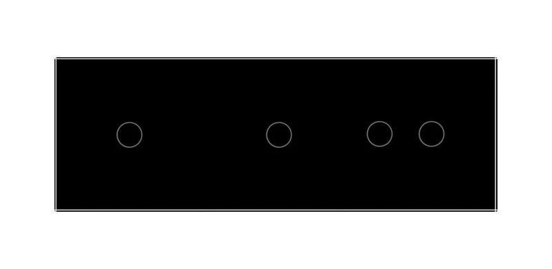 Сенсорний вимикач 4 сенсора (1-1-2) Livolo чорний скло (VL-C701/C701/C702-12)