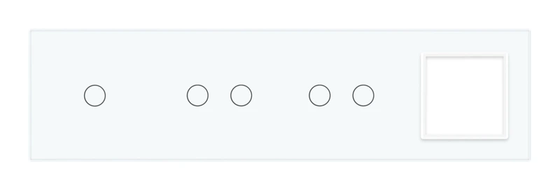 Рамка 4-постова для одного 1-сенсорного, двох 2-сенсорних вимикачів і розетки (1-2-2-0) LIVOLO, загартоване скло, біла, 294×80 мм (VL-P701/02/02/E-8W)