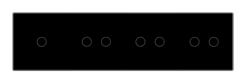 Рамка 4-постова для одного 1-сенсорного та трьох 2-сенсорних вимикачів (1-2-2-2) LIVOLO, загартоване скло, чорна, 294×80 мм (VL-P701/02/02/02-8B)