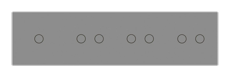 Рамка 4-постова для одного 1-сенсорного та трьох 2-сенсорних вимикачів (1-2-2-2) LIVOLO, загартоване скло, сіра, 294×80 мм (VL-P701/02/02/02-8I)