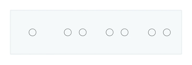 Рамка 4-постова для одного 1-сенсорного та трьох 2-сенсорних вимикачів (1-2-2-2) LIVOLO, загартоване скло, біла, 294×80 мм (VL-P701/02/02/02-8W)