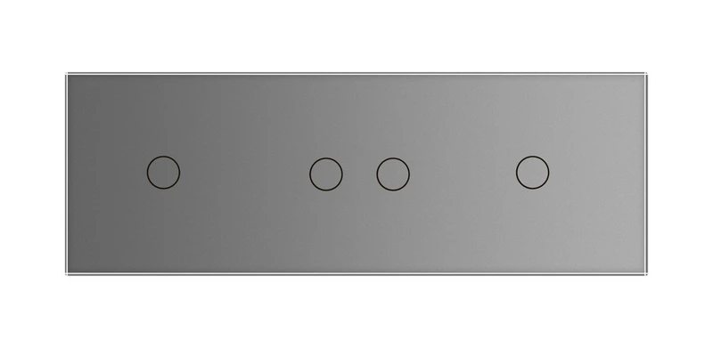 Сенсорний вимикач 4 сенсора (1-2-1) Livolo сірий скло (VL-C701/C702/C701-15)