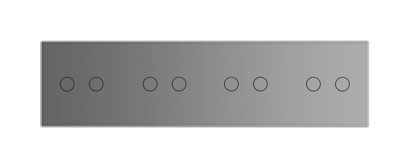 Рамка 4-постова для чотирьох 2-сенсорних вимикачів (2-2-2-2) LIVOLO, загартоване скло, сіра, 294×80 мм (VL-P702/02/02/02-8I)