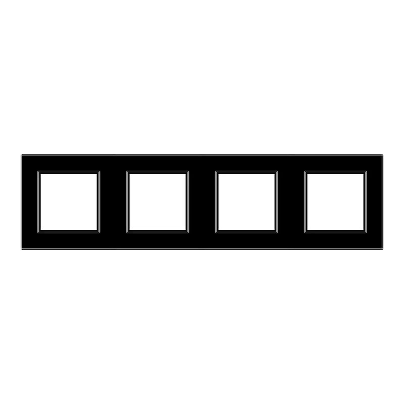 Рамка 4-постова LIVOLO, загартоване скло, чорна матова, 294×80 мм (VL-P7E/E/E/E-10BS06)
