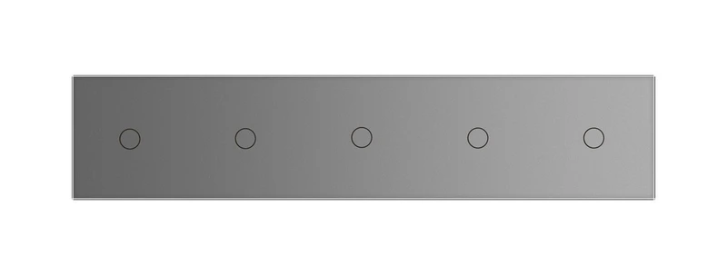 Рамка 5-постова для п’яти 1-сенсорних вимикачів (1-1-1-1-1) LIVOLO, загартоване скло, сіра, 365×80 мм (VL-P701/01/01/01/01-10I)