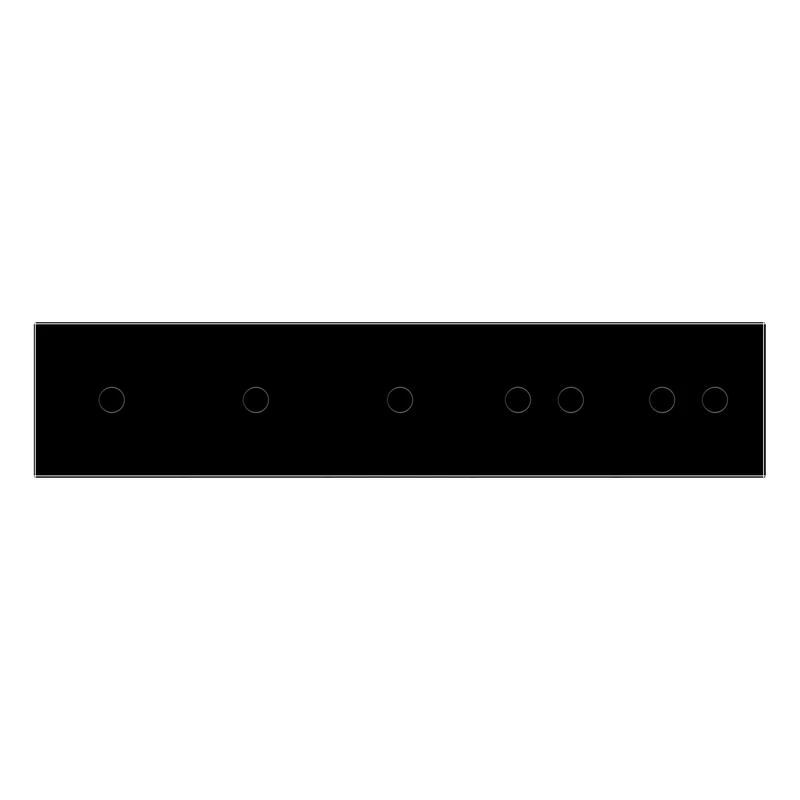 Рамка 5-постова для трьох 1-сенсорних та двох 2-сенсорних вимикачів (1-1-1-2-2) LIVOLO, загартоване скло, чорна, 365×80 мм (VL-P701/01/01/02/02-10B)