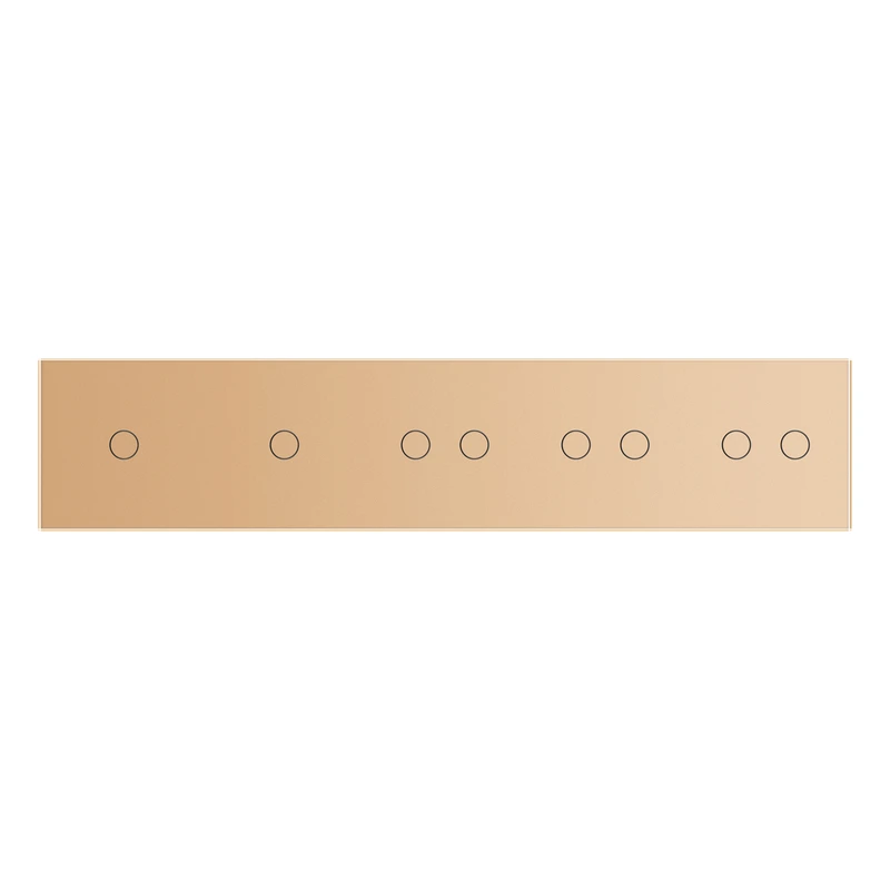 Рамка 5-постова для двох 1-сенсорних та трьох 2-сенсорних вимикачів (1-1-2-2-2) LIVOLO, загартоване скло, залота, 365×80 мм (VL-P701/01/02/02/02-10A)