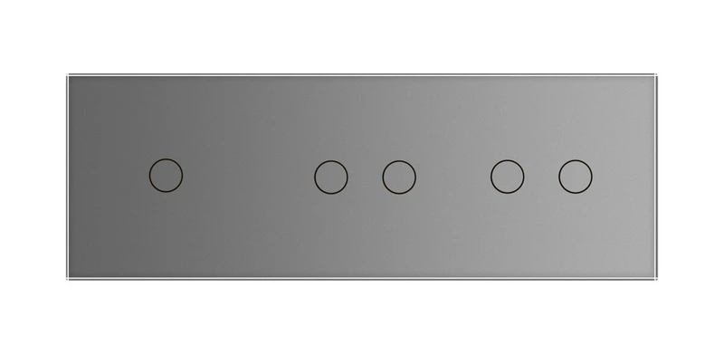 Сенсорний вимикач 5 сенсорів (1-2-2) Livolo сірий скло (VL-C701/C702/C702-15)