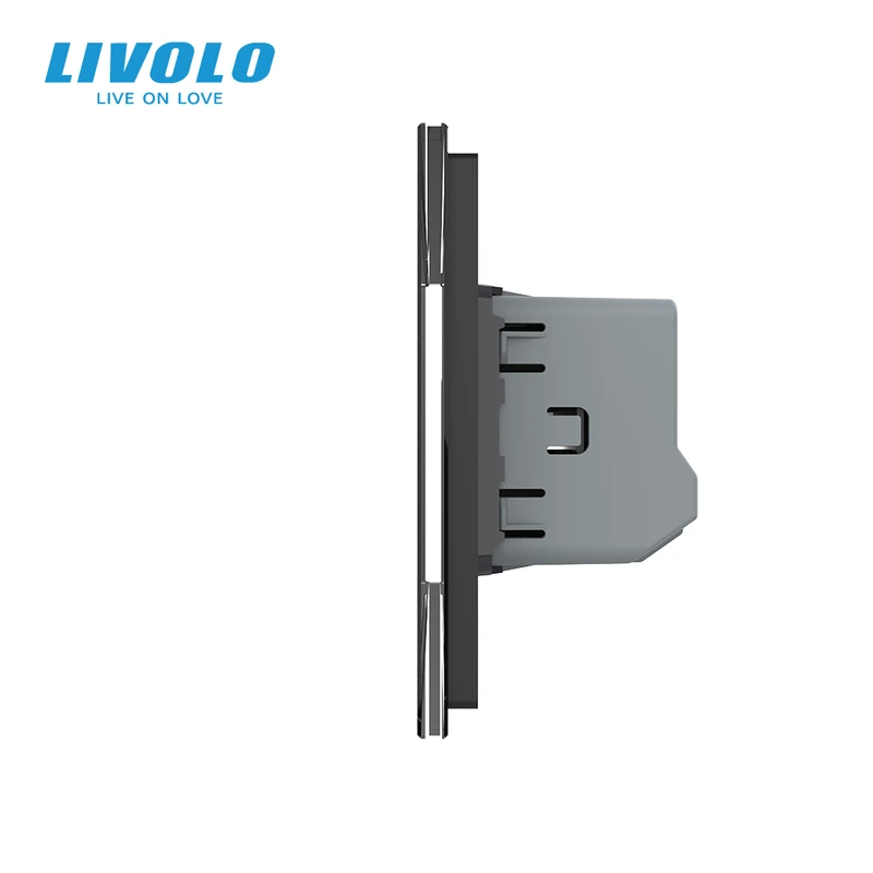 Сенсорний вимикач 5 сенсорів (1-2-2) LIVOLO чорний матовий скляний