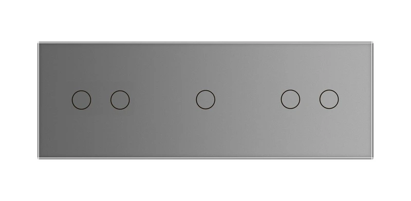 Сенсорний вимикач 5 сенсорів (2-1-2) Livolo сірий скло (VL-C702/C701/C702-15)