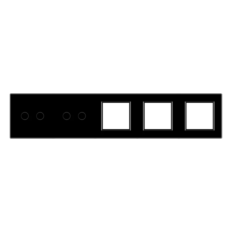 Рамка 5-постова для двох 2-сенсорних вимикачів і трьох розеток (2-2-0-0-0) LIVOLO, загартоване скло, чорна, 365×80 мм (VL-P702/02/E/E/E-10B)