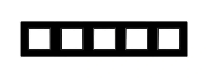 Рамка 5-постова LIVOLO, загартоване скло, чорна, 365×80 мм (VL-P7E/E/E/E/E-10B)