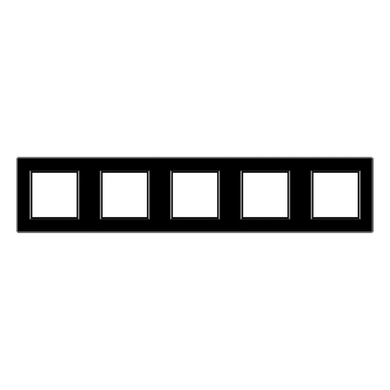 Рамка 5-постова LIVOLO, загартоване скло, чорна матова, 365×80 мм (VL-P7E/E/E/E/E-10BS06)
