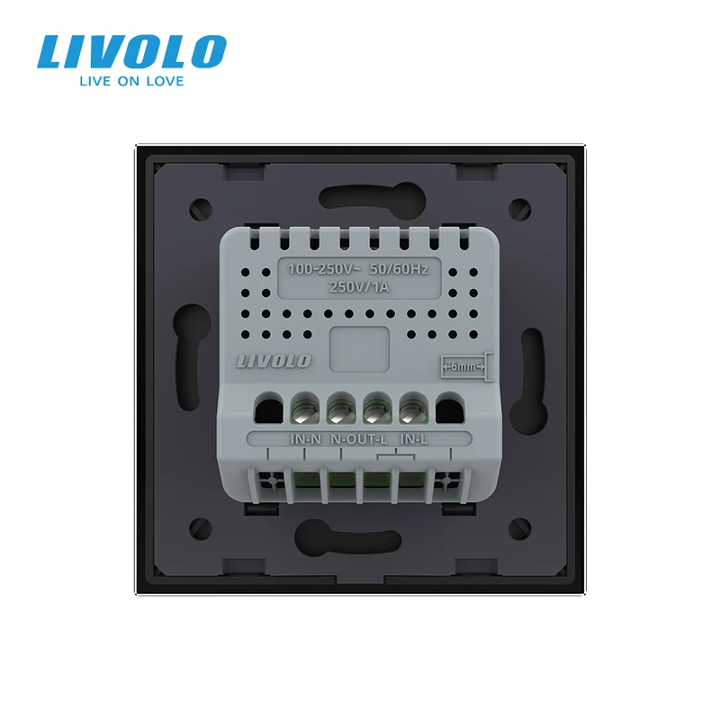 Бездотиковий вимикач 1 сенсор Livolo чорний 2.5D Sense