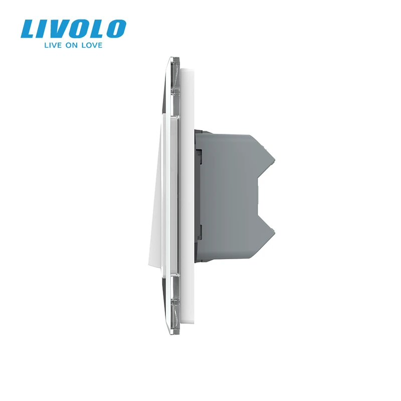 Двоклавішний перехресний вимикач LIVOLO білий 2.5D скло