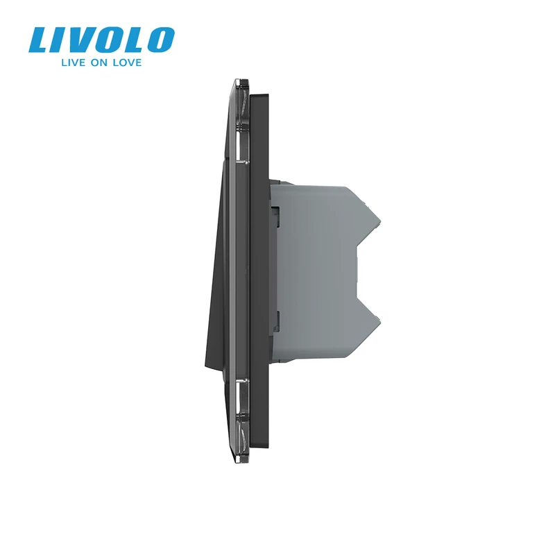 Двоклавішний перехресний вимикач LIVOLO чорний 2.5D скло