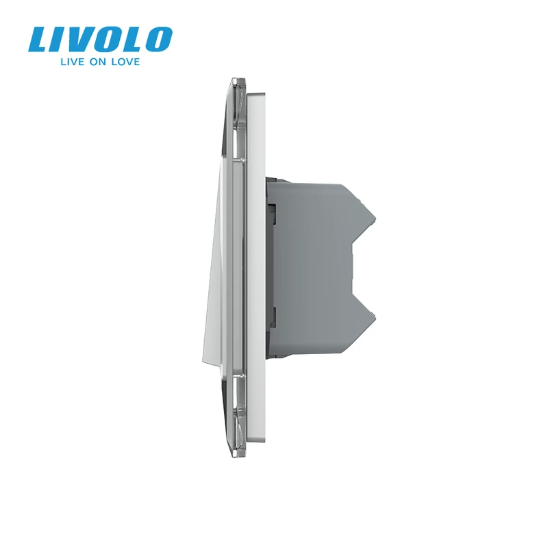 Двоклавішний перехресний вимикач LIVOLO сірий 2.5D скло