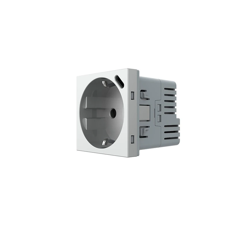 Електрична розетка LIVOLO з USB Type-C PD 18Вт, швидке заряджання iPhone, сіра, 16А 230В, із заземленням, шторки, модуль (VL-FCTF16A.UC18W-2IP) (VL-FCTF16A.UC18W-2IPS23)