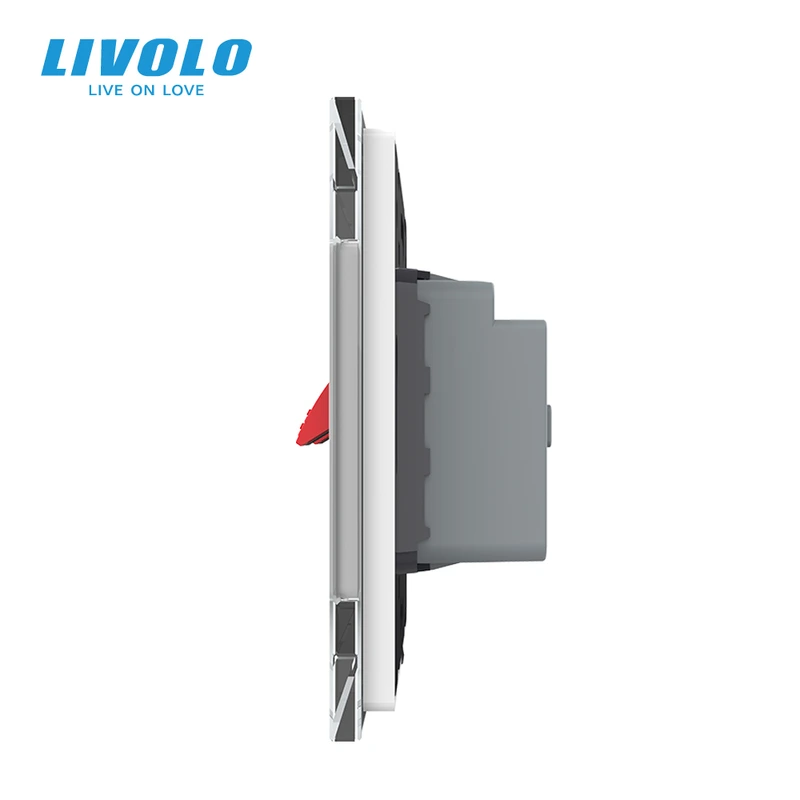 Hi-Fi аудіо розетка LIVOLO для колонок і підсилювачів, біла скляна рамка, настінна, дизайнерська