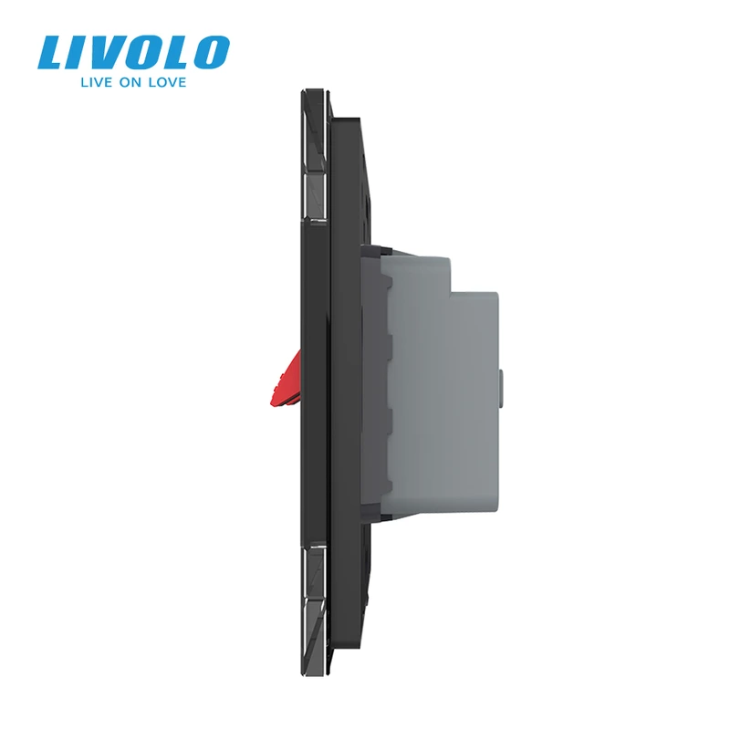Hi-Fi аудіо розетка LIVOLO для колонок і підсилювачів, чорна скляна рамка, настінна, дизайнерська
